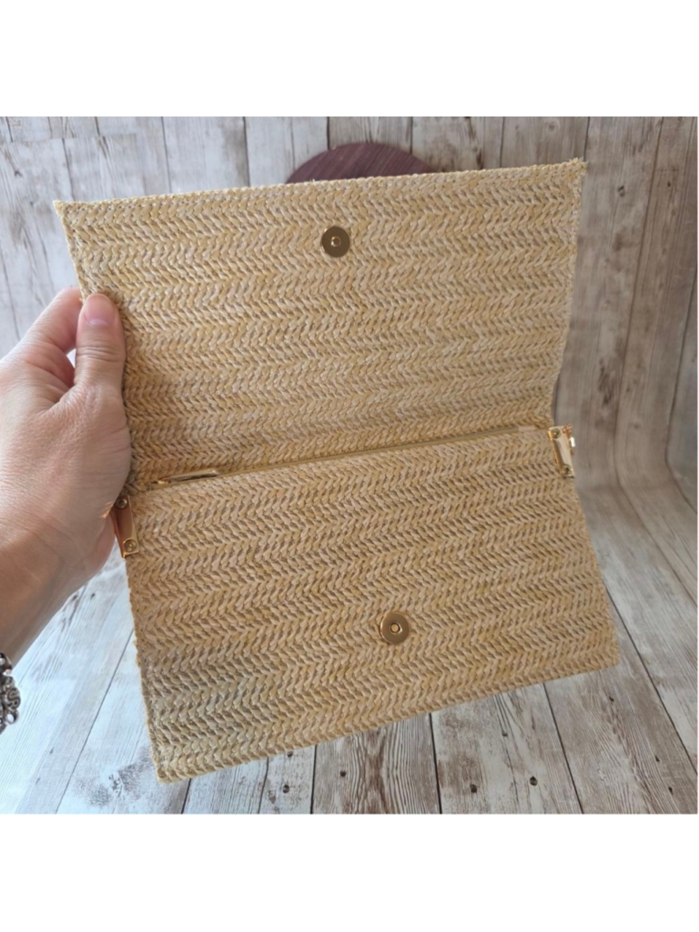 Dior Beige Woven Clutch with Pearl Strap NWOT - Picture 5 of 11
